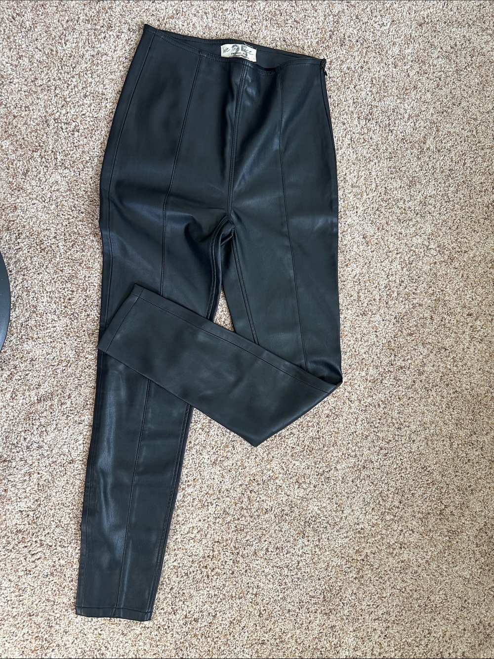 Free People Black Faux Leather Straight-Leg Pants LIKE NEW